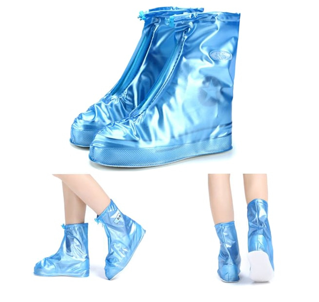 Защитные чехлы для обуви Baziator от дождя и грязи синие с подошвой XL