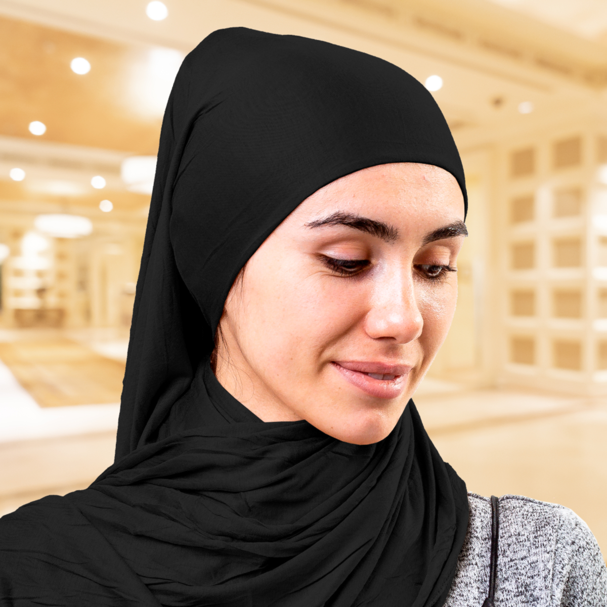 Хиджаб платок женский Asiyah AY-HJB3-01 черный р. 170x60