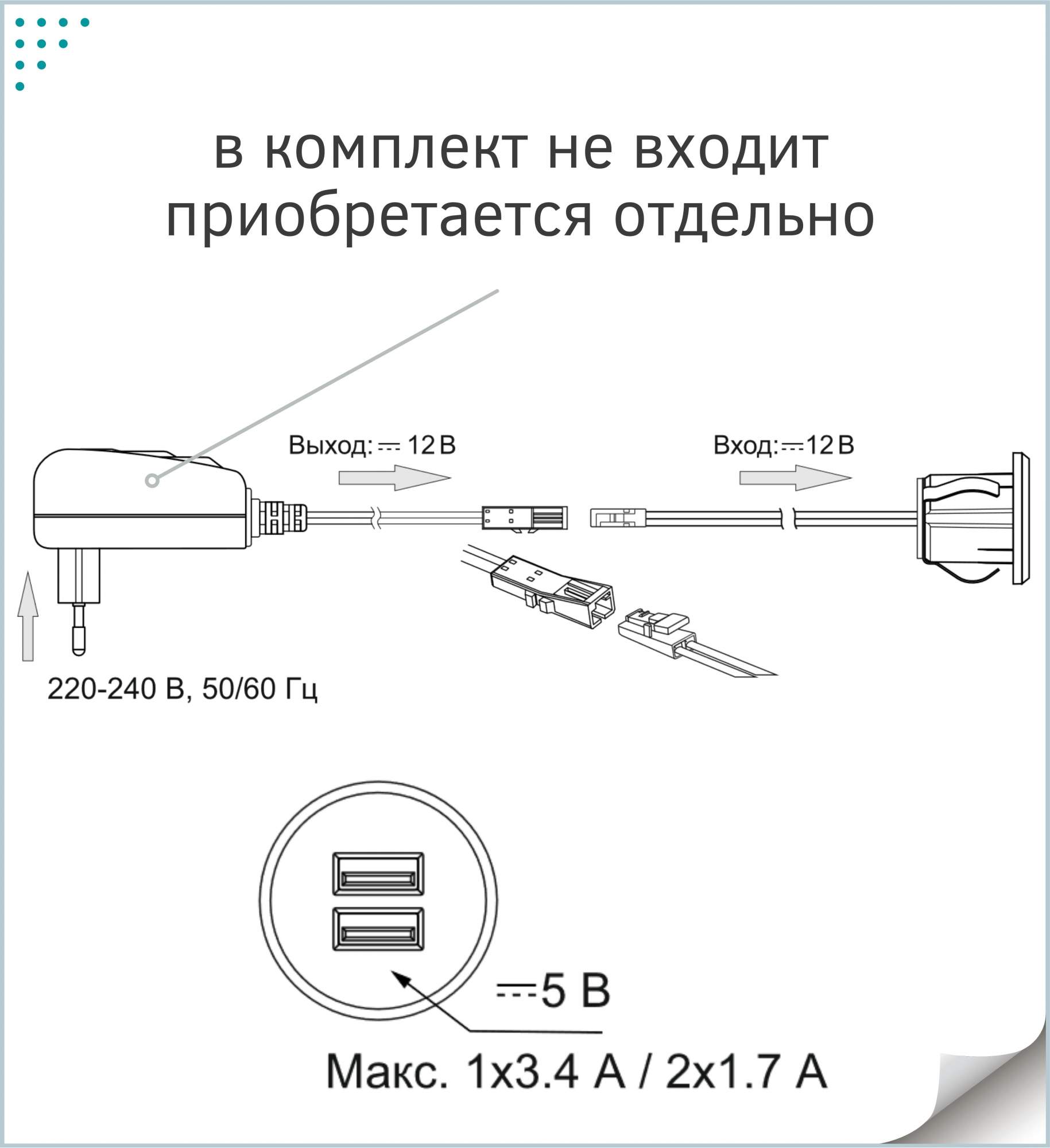 Врезное зарядное устройство для телефона, розетка с разъёмами USB, GLS  CHARGE-S 2XUSB купить в интернет-магазине, цены на Мегамаркет