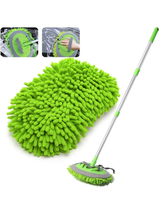Швабра-тряпка для уборки и мытья автомобиля (Цвет: Зеленый  )