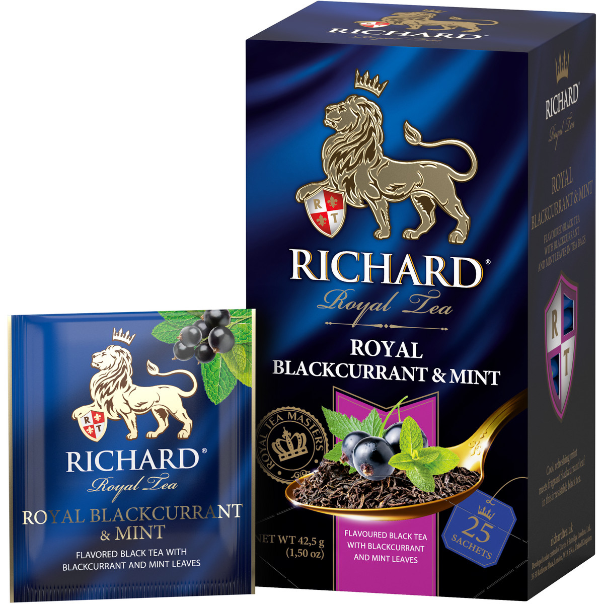 Чай черный Richard Royal Blackcurrant & Mint, со смородиной и мятой, 25 сашетов