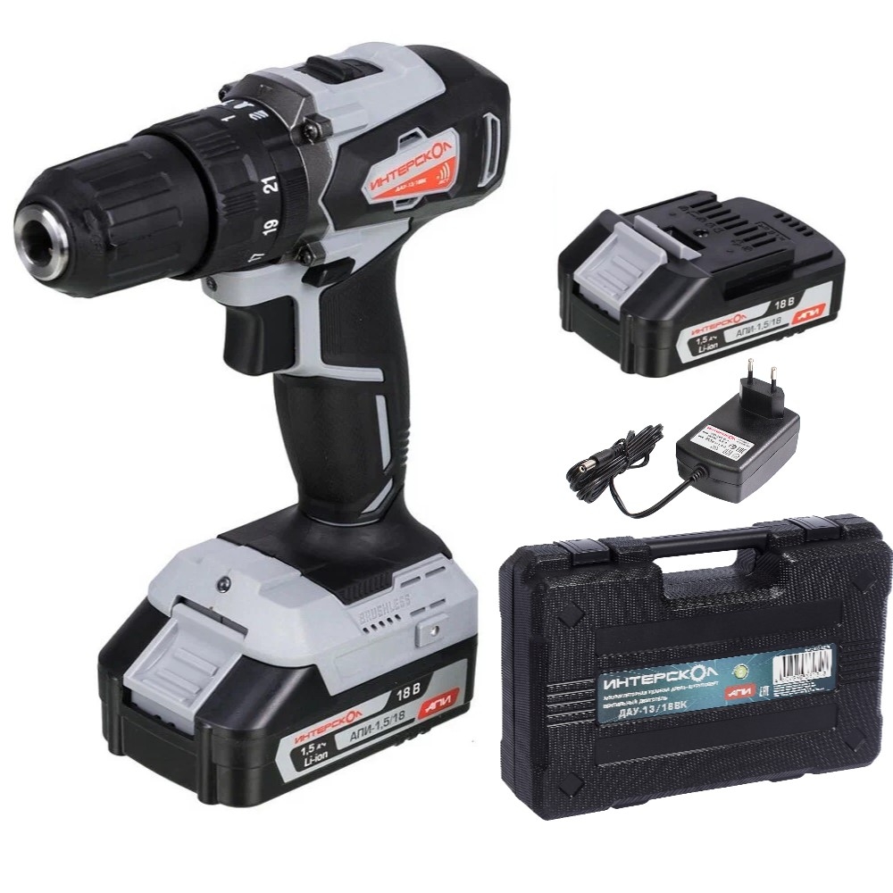 Акк. ударная дрель-шуруповерт ИНТЕРСКОЛ ДАУ-13/18ВК, 1.5Ач, [573.1.2.70] купить, цены в Москве на sbermegamarket.ru - ремонт
