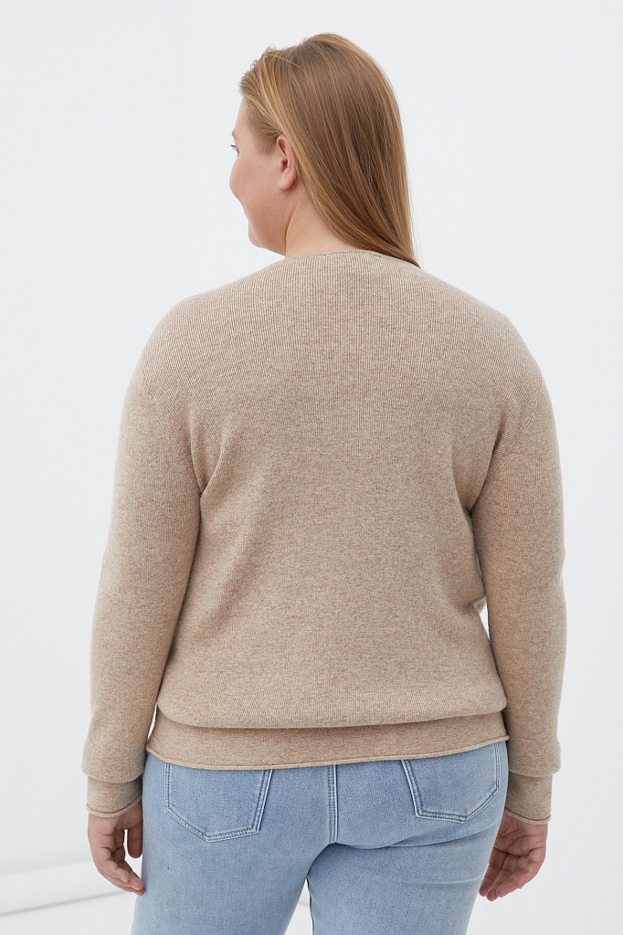 Пуловер женский Finn Flare FWB16105 коричневый 4XL