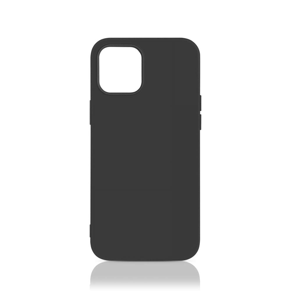 Чехол DF для iPhone 12/12 Pro, черный силикон с микрофибр.