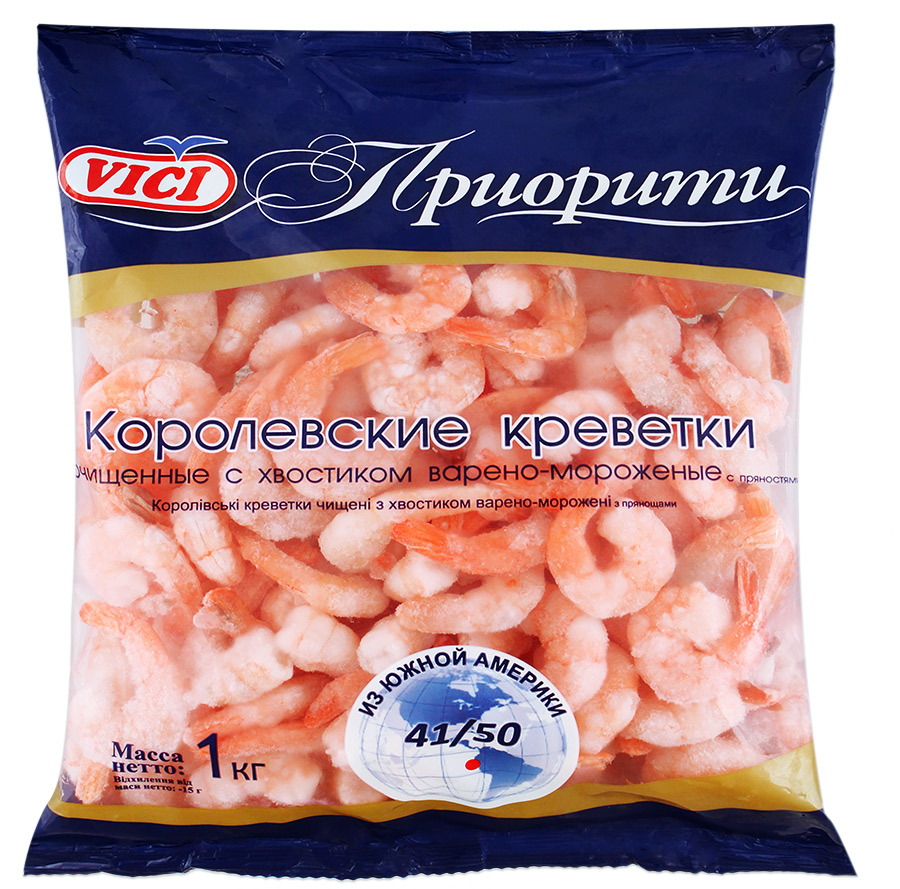 Креветки Vici, замороженные, без заправки, очищенные, BIO, 1000 гр