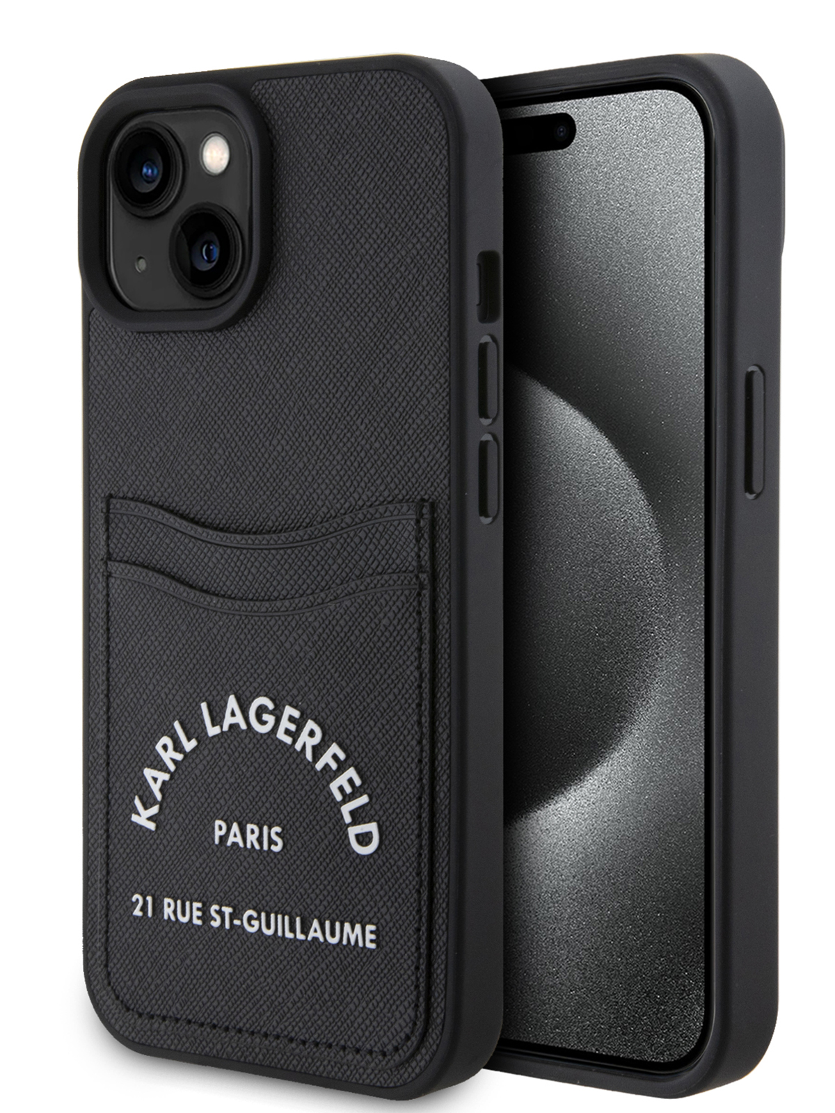 Чехол Karl Lagerfeld для iPhone 15 с карманом для карт logo Hard Black,  купить в Москве, цены в интернет-магазинах на Мегамаркет