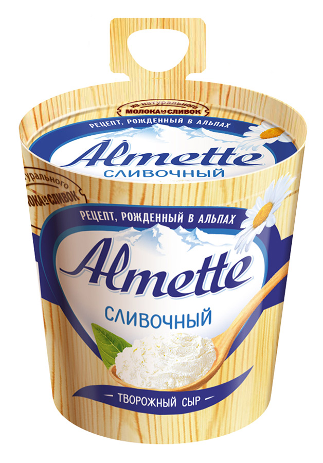 Крем-сыр альметте творожный бзмж сливочный жир. 60-70 % 150 г хохланд руссланд россия