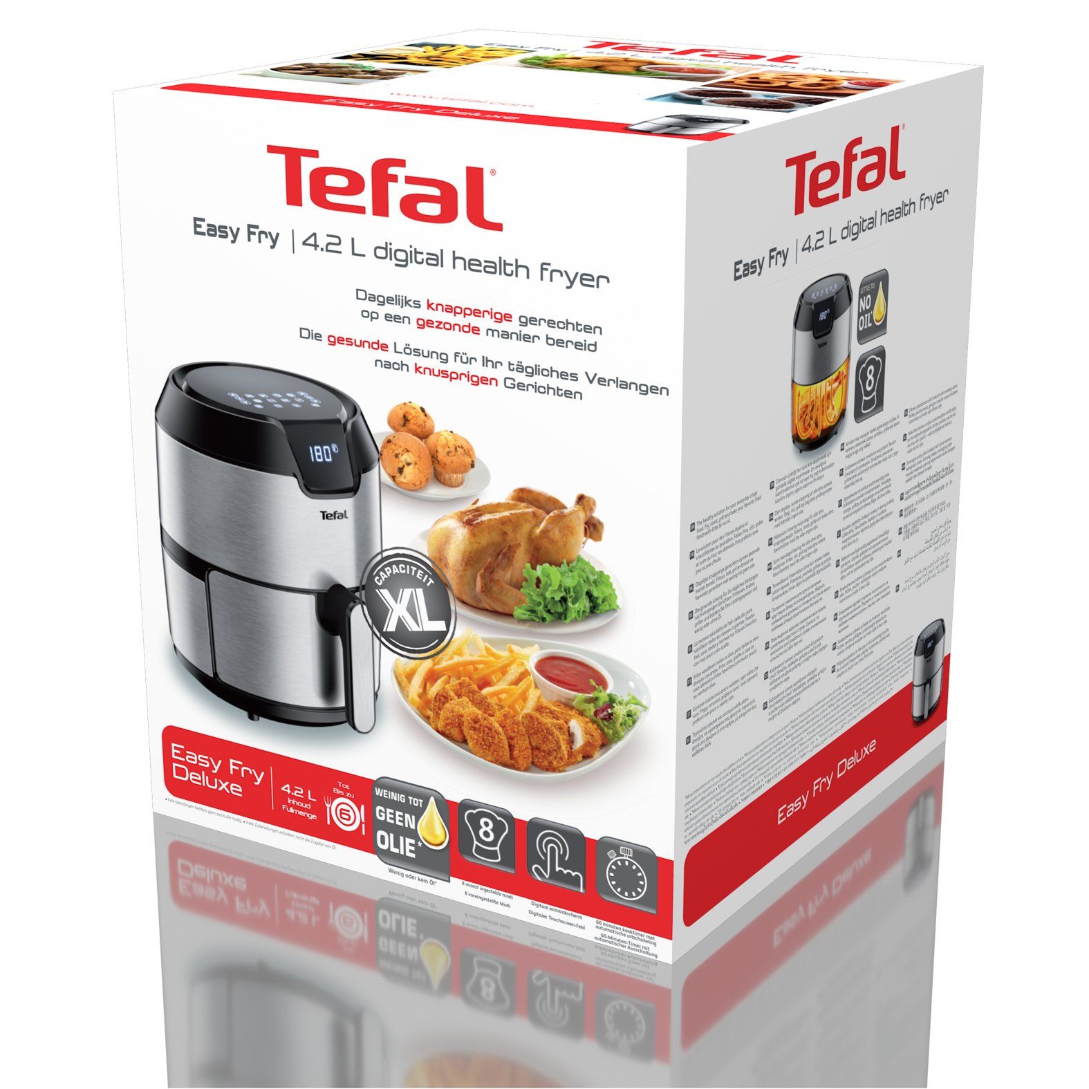 Аэрогриль Tefal Easy Fry Deluxe EY401D15, черный/серебристый - отзывы  покупателей на Мегамаркет