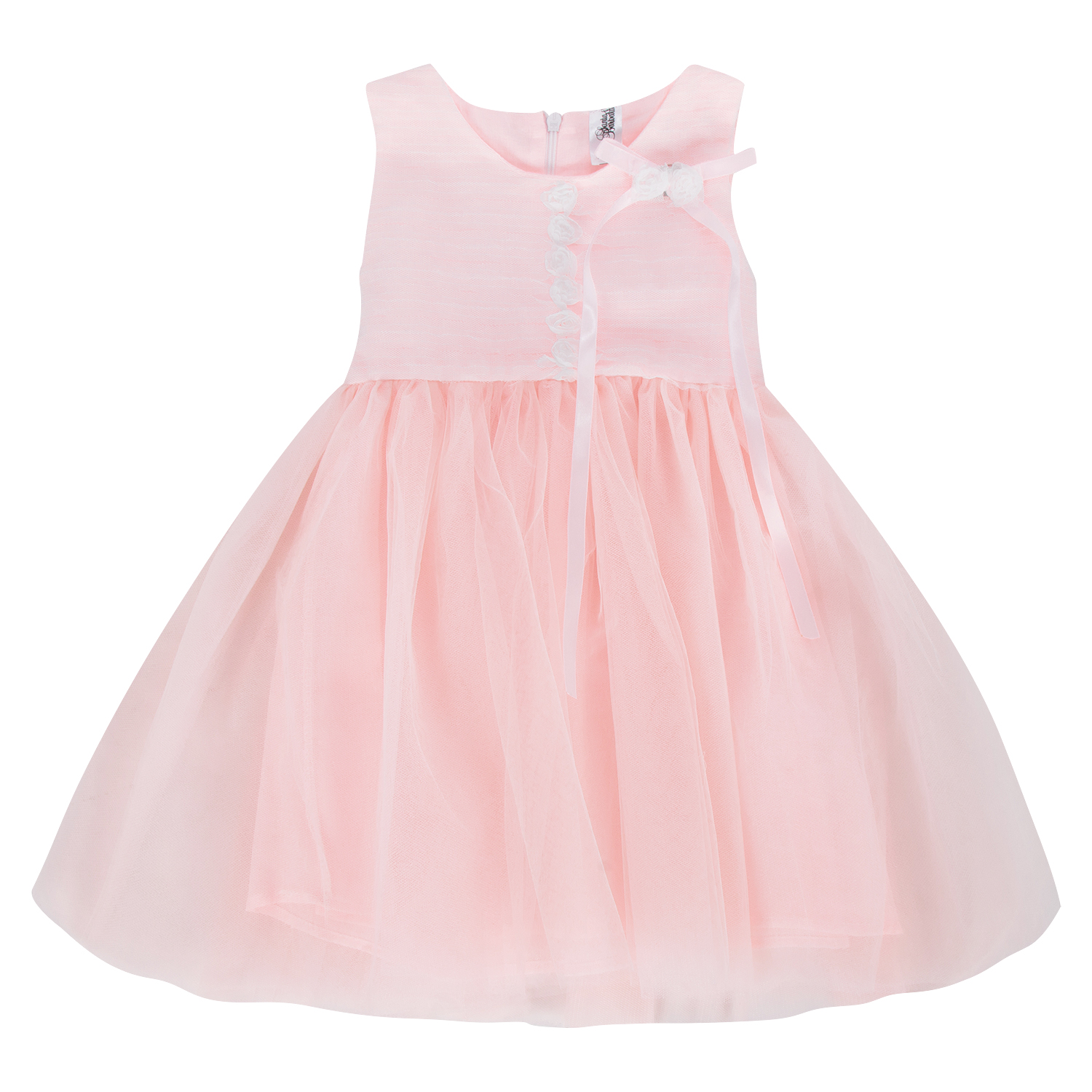 Платье Santa&Barbara, цвет: белый/розовый р.80