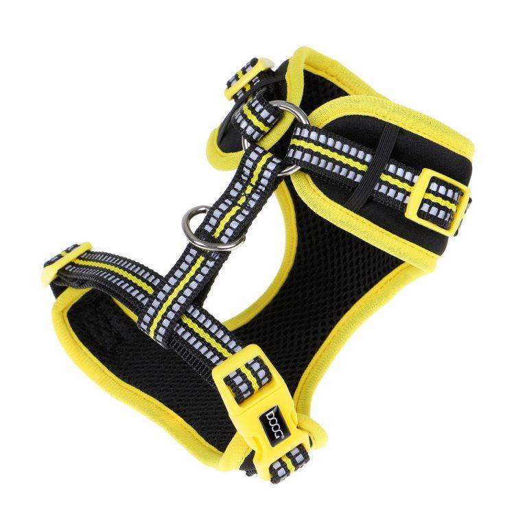 Шлейка для собак DOOG "NEOFLEX BOLT", чёрный с жёлтым кантом, XL