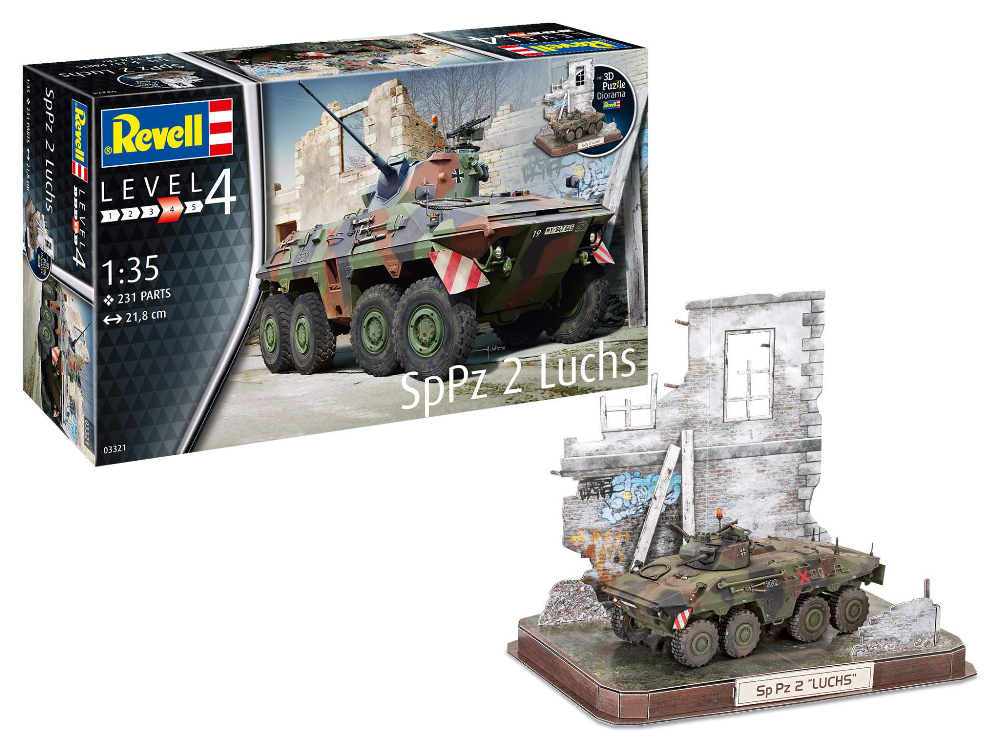 Купить сборная модель Revell 1/35 Боевая разведывательная машина Рысь и  стена из 3D паззла 03321, цены на Мегамаркет | Артикул: 600004766693