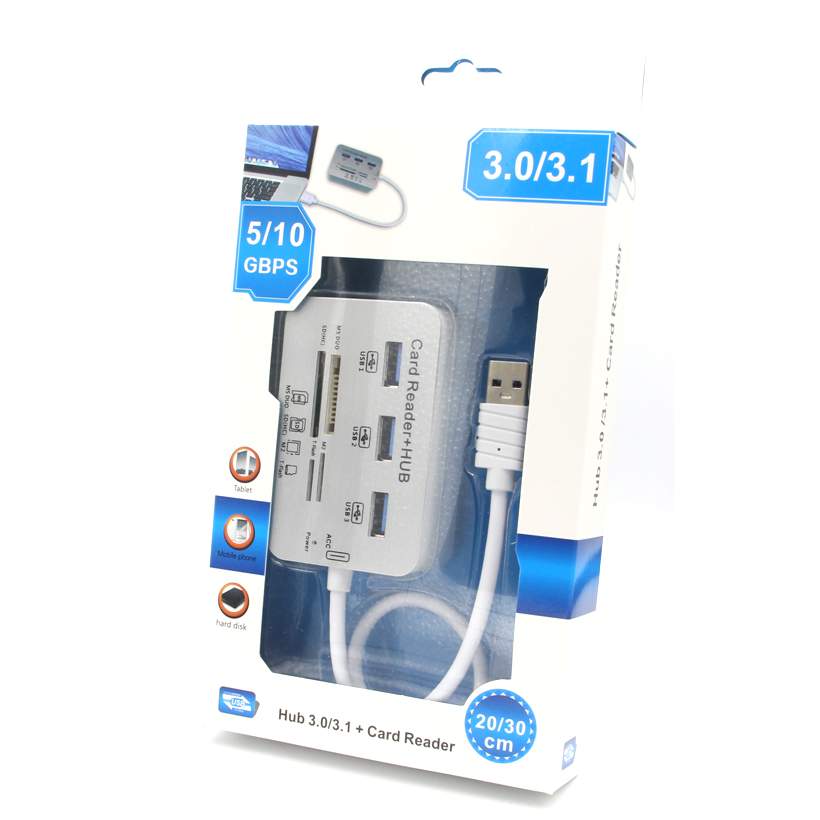 USB HUB 2010H3 USB вилка - 3 in 1 USB 3.0 + кардридер