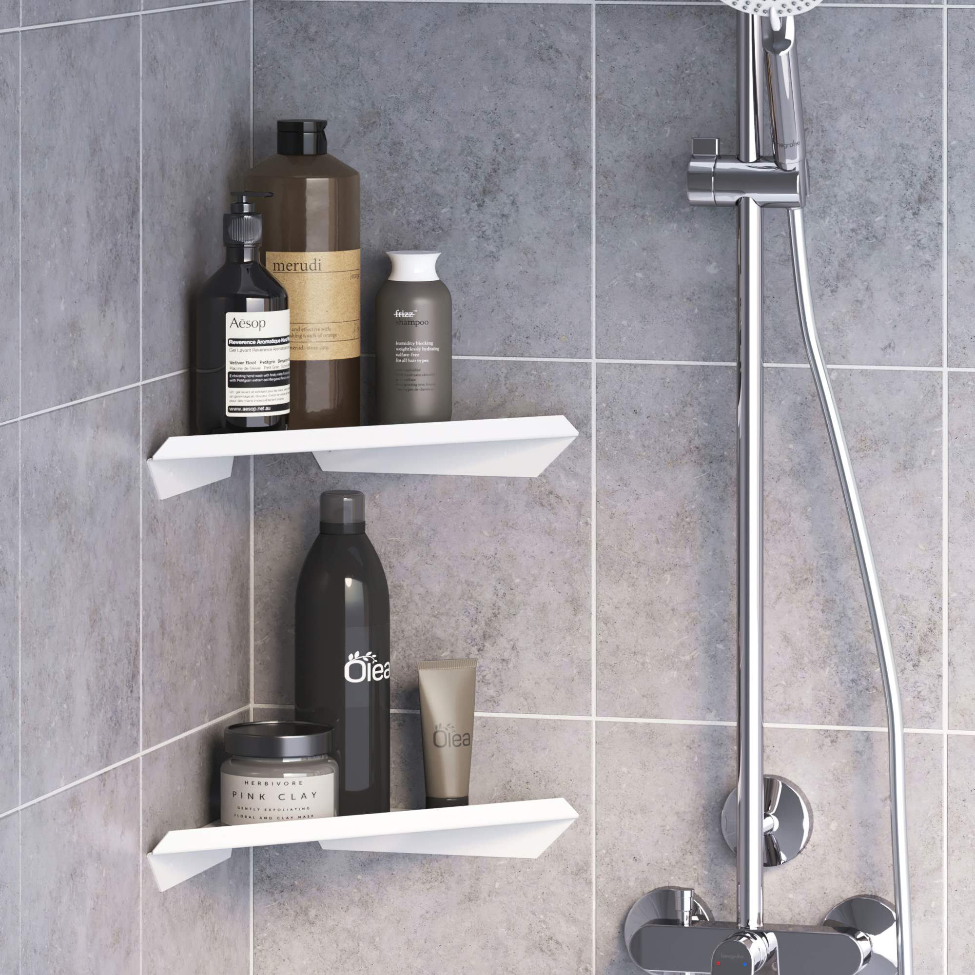 Пластмассовые угловые полки для ванн