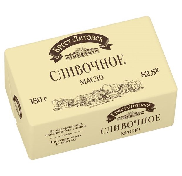 Масло сладко-сливочное Брест-Литовск несолёное, 82,5%, 180 г