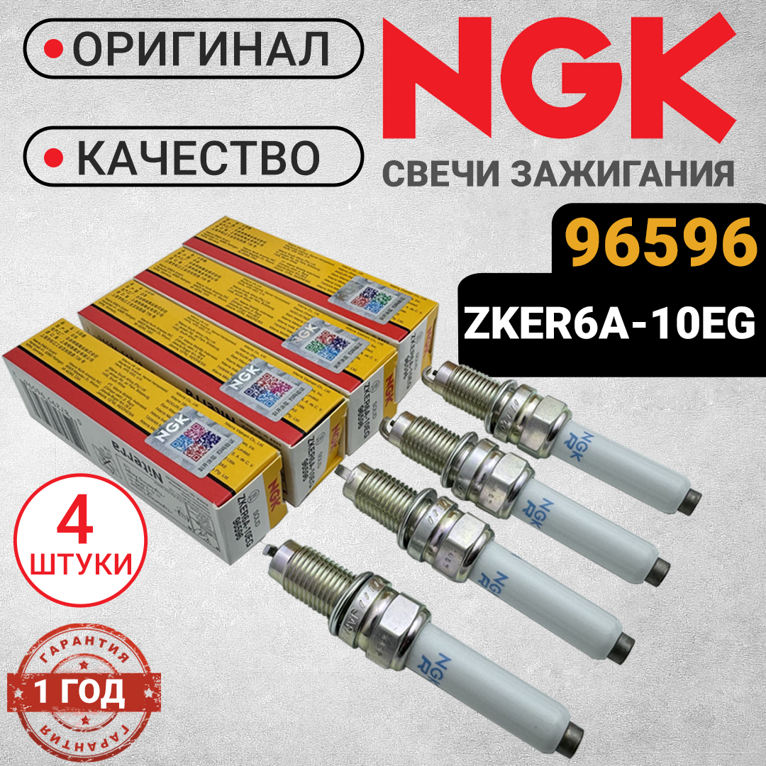 Свечи зажигания NGK 96596, ZKER6A10EG. Комплект 4шт Для Volkswagen Polo Golf Jetta Skoda - купить в AutoClick, цена на Мегамаркет