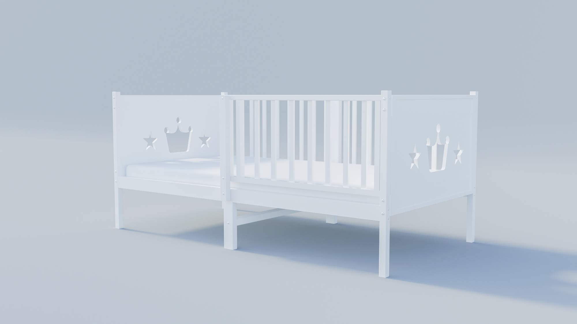 кровать детская с короной белая