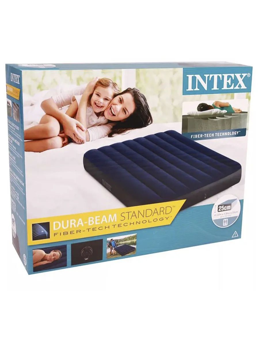 Матрас флокированный intex dura beam series classic downy 137х191х25см 64758