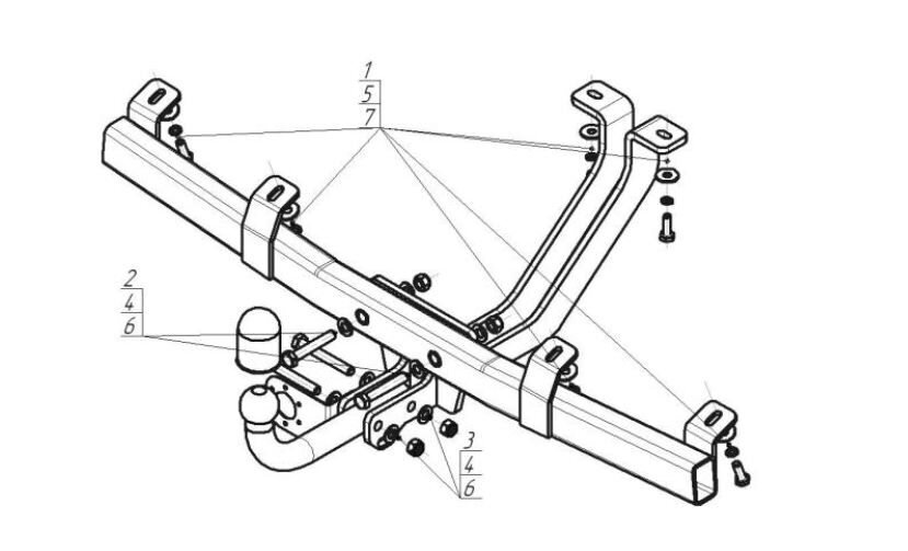 Схема крепления фаркопа на ниву шевроле
