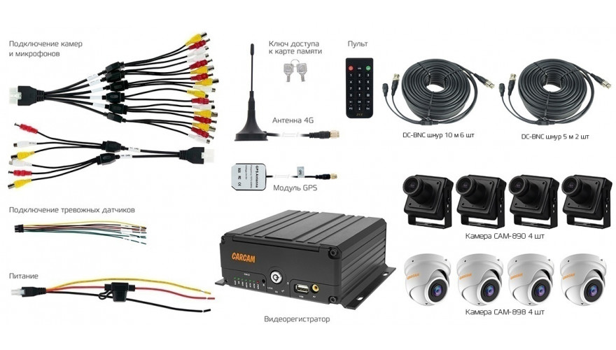 Камера carcam как подключить Комплект видеонаблюдения CARCAM MVR KIT 8544/3 - характеристики и описание на Ме