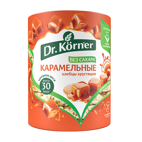 Купить хлебцы хрустящие Dr. Korner Кукурузно-рисовые карамельные 90 г, 4 шт, цены на Мегамаркет | Артикул: 100060661598