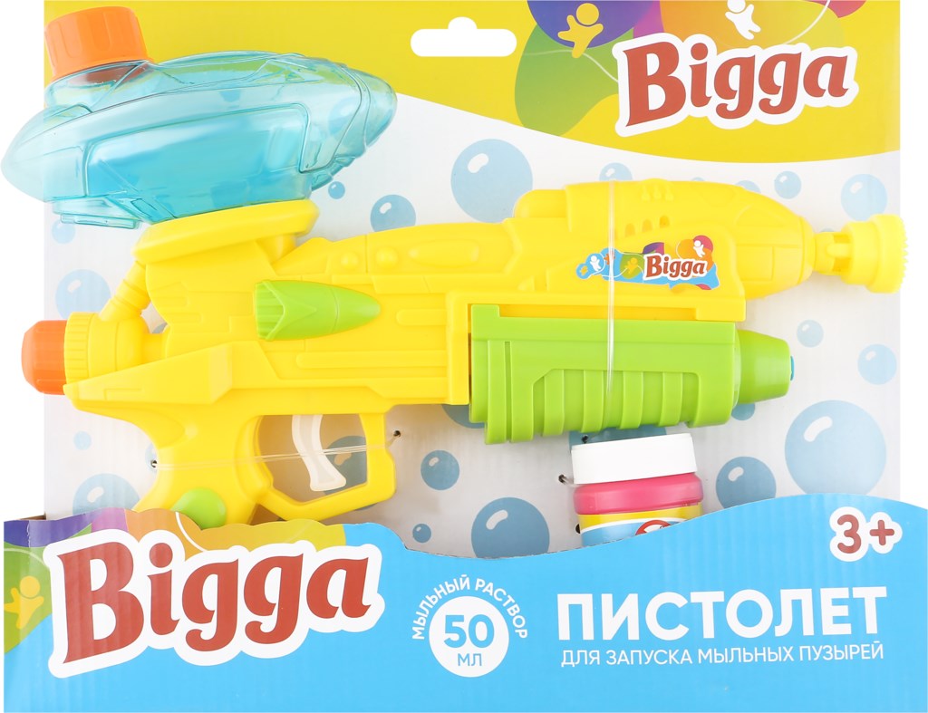 Пистолет Bigga для запуска мыльных пузырей 50 мл в ассортименте
