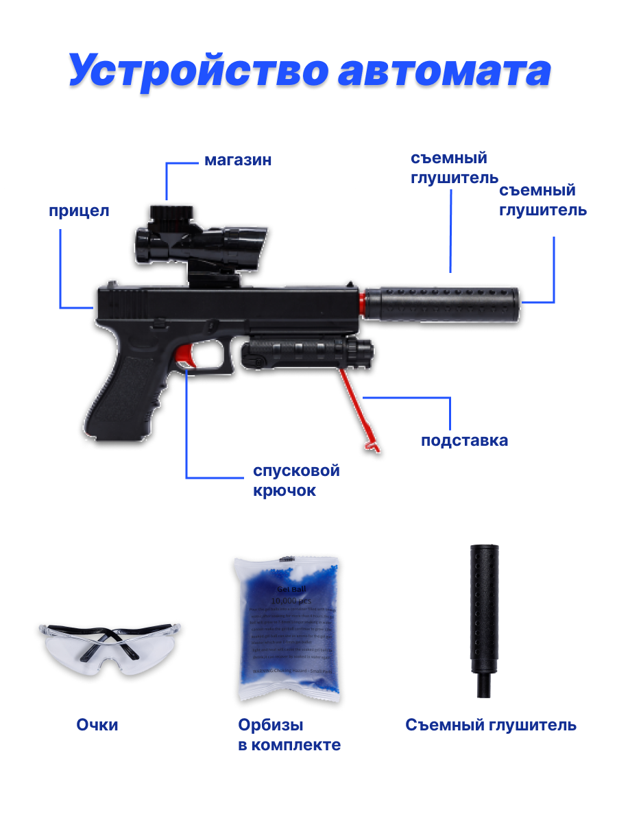 Игрушечный орбибольный пистолет Milliant One Glock Черный - купить в  Москве, цены на Мегамаркет | 600013439985