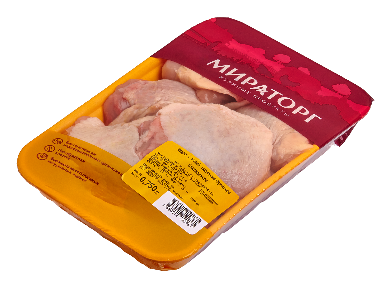 Бедро цыпленка-бройлера Мираторг на кости с кожей охлажденное +-850 г