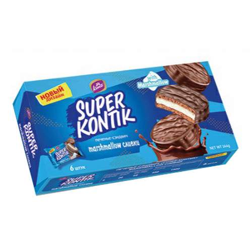 Купить печенье сэндвич Konti Супер-Контик marshmallow сливки 144 г, цены на Мегамаркет | Артикул: 100029725583