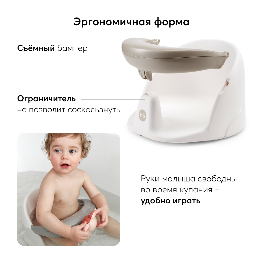 Сиденье для купания Happy Baby Favorite сиденье для ванной на присосках,  серое - отзывы покупателей на Мегамаркет