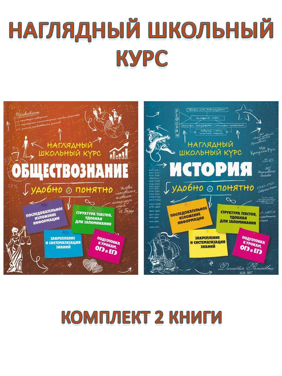 Наглядный школьный курс: Обществознание + История (комплект 2 книги) -  отзывы покупателей на маркетплейсе Мегамаркет | Артикул: 100061268633