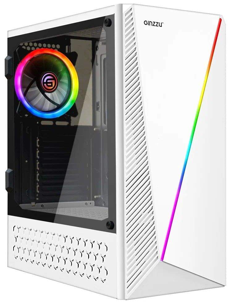 Корпус компьютерный Ginzzu (SL220 White) Black, белый - купить в Computermarket.ru, цена на Мегамаркет