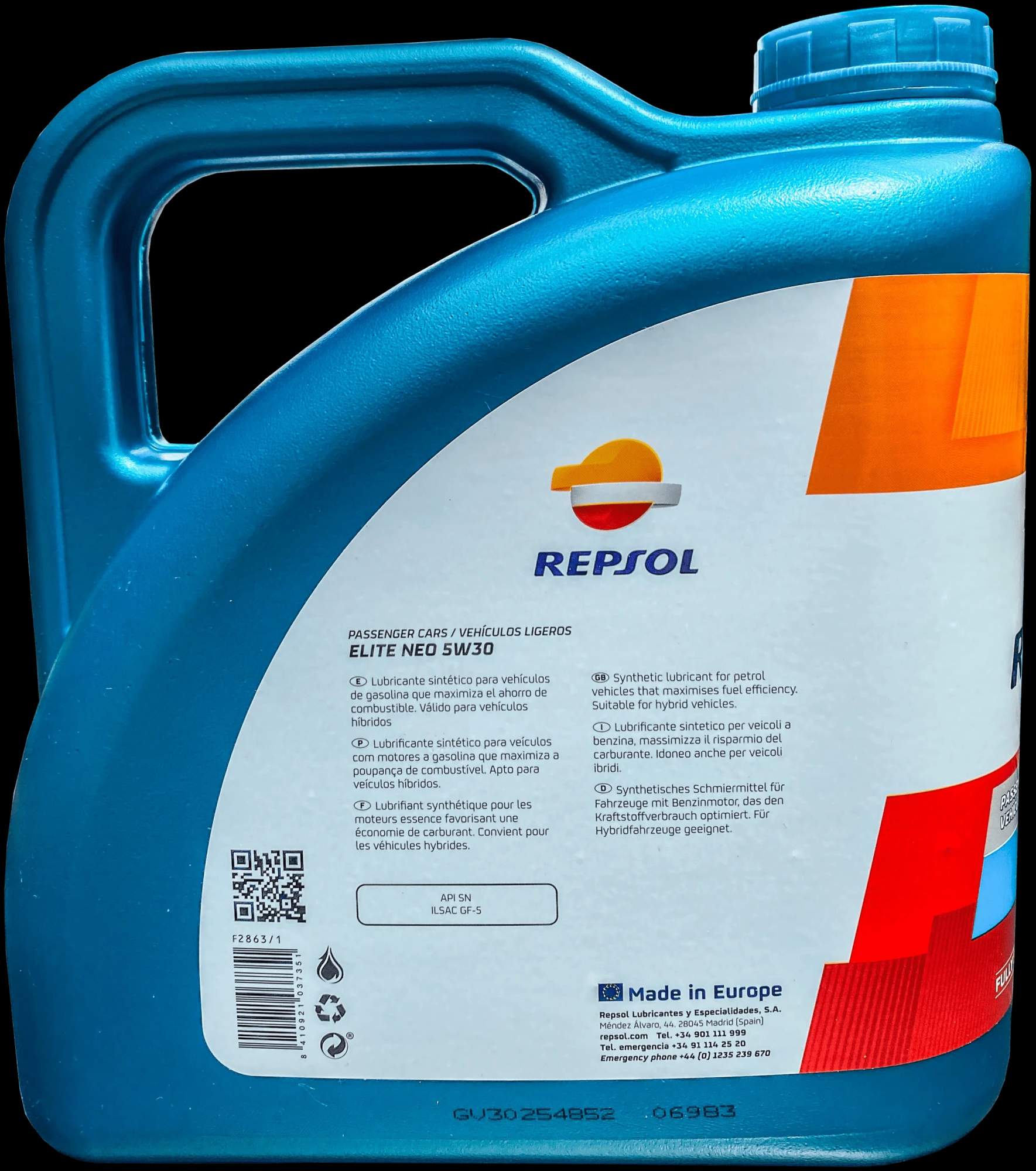 5w30 Neo Full Sintético Repsol Para Motores A Gasolina