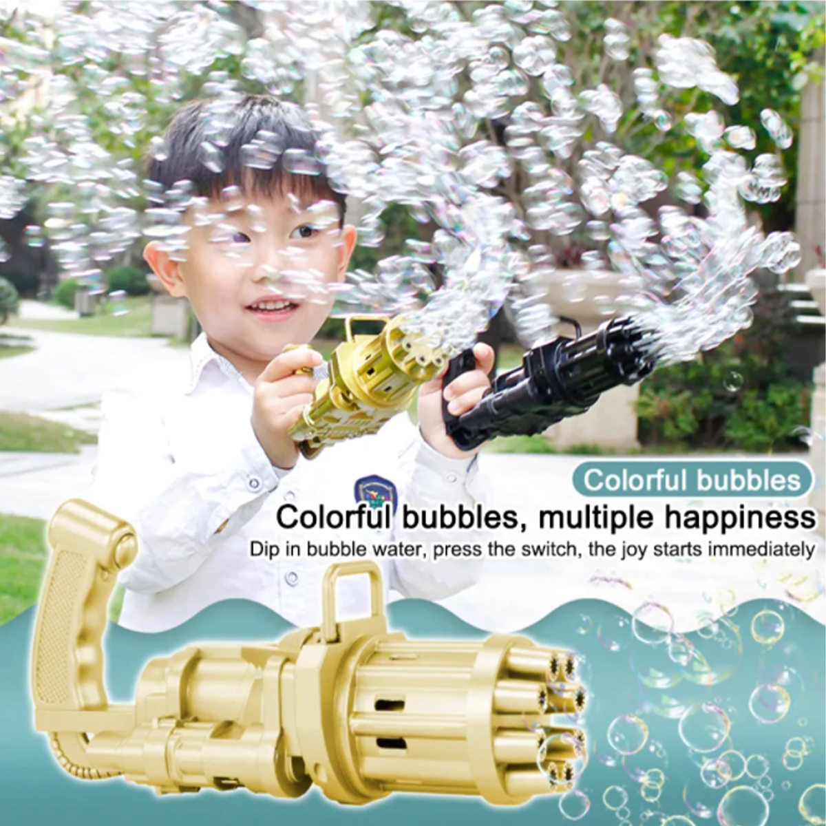 Детский пистолет-генератор мыльных пузырей Bubble Gun/ Electric Bubble Machine, голубой