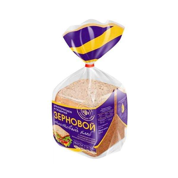 Хлеб Волжский пекарь Тостовый зерновой для бутербродов и сэндвичей нарезка 300 г