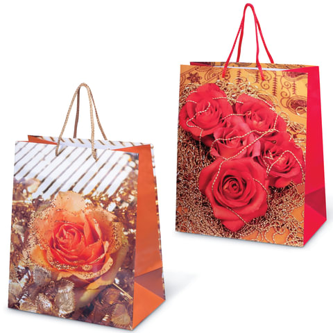Пакет подарочный Grandgift ламинированный 26х32х15 см Цветы