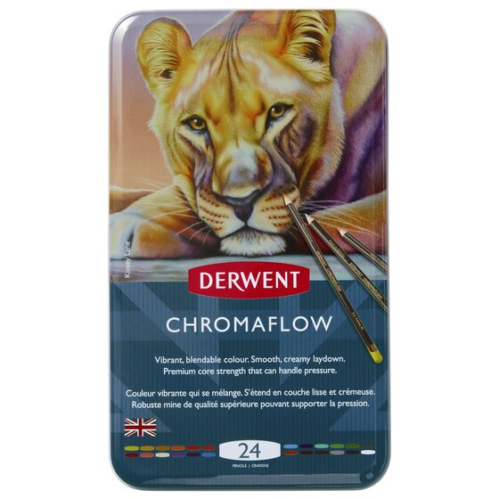 Набор цветных карандашей Derwent Chromaflow 24 цвета в металлической упаковке