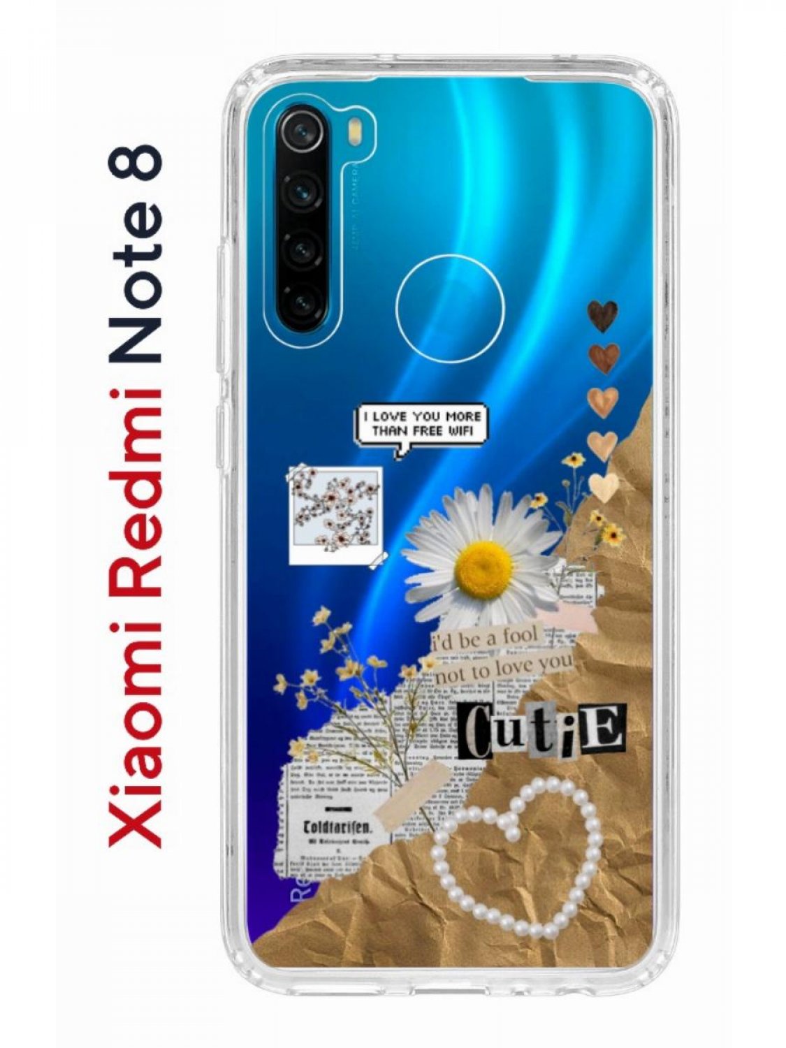 Чехол на Redmi Note 8 Kruche Print Крафтовые наклейки,противоударный бампер  с принтом, купить в Москве, цены в интернет-магазинах на Мегамаркет