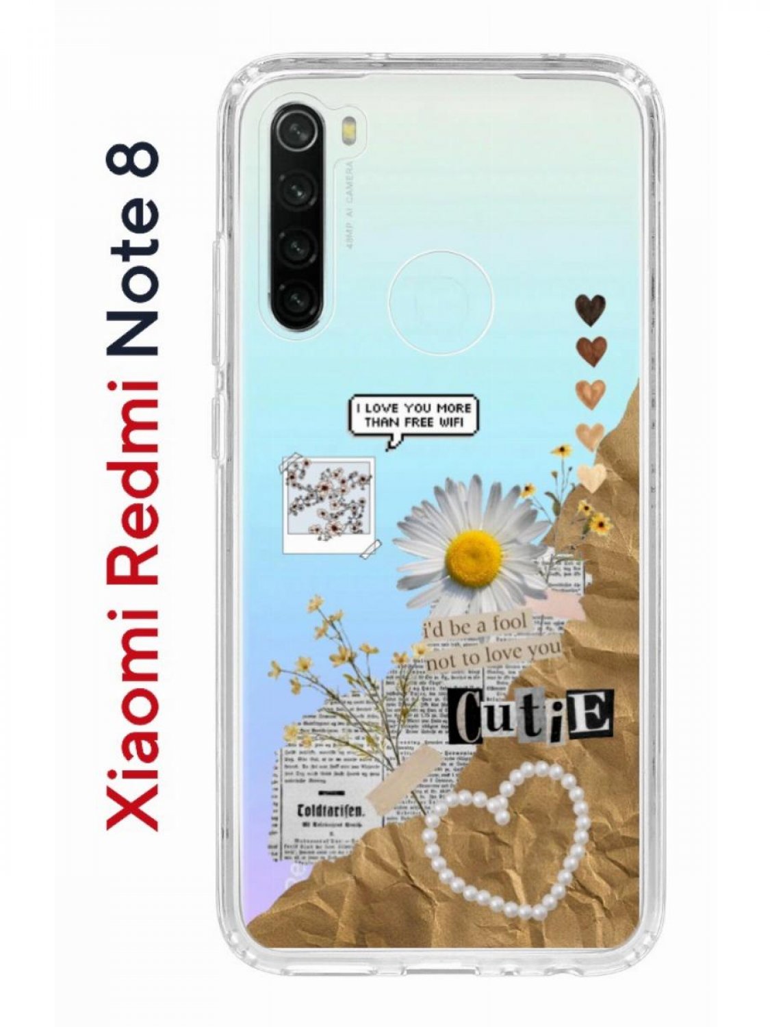 Чехол на Redmi Note 8 Kruche Print Крафтовые наклейки,противоударный бампер  с принтом, купить в Москве, цены в интернет-магазинах на Мегамаркет