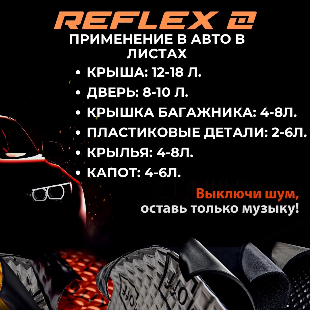 Вибропоглощающий материал для авто Шумофф Шумоизоляция Reflex 2 Reflex 2.0  – купить в Москве, цены в интернет-магазинах на Мегамаркет