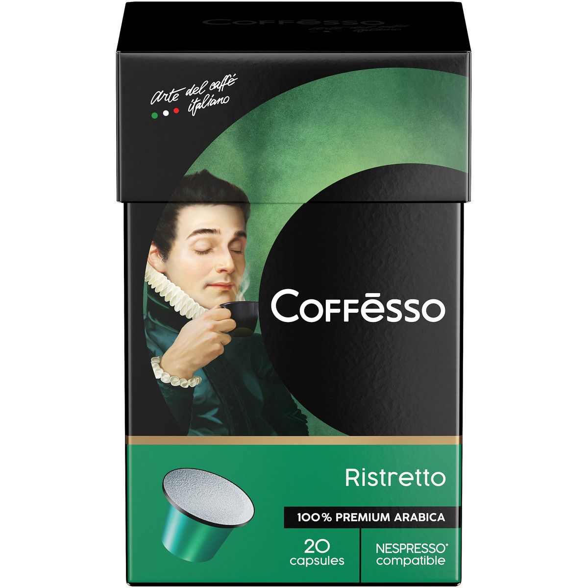 Купить кофе Coffesso Ristretto blend капсула 112 гр, 20 шт по 5,6 гр, цены на Мегамаркет | Артикул: 600004328740