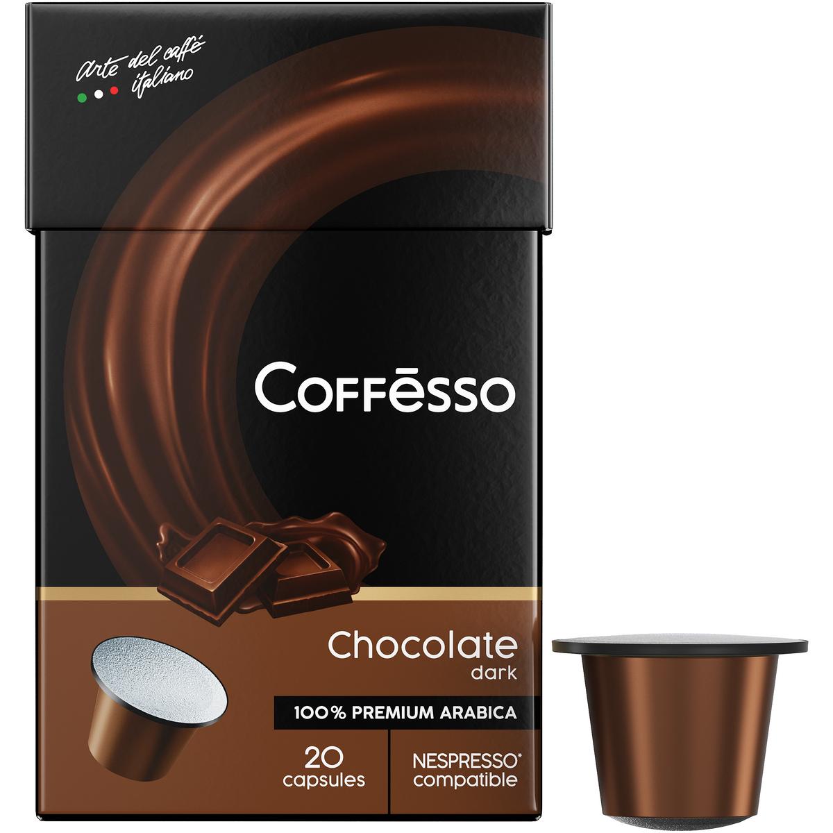 Кофе в капсулах Coffesso Dark Chocolate, для кофемашины Nespresso, ароматизированный, 20шт
