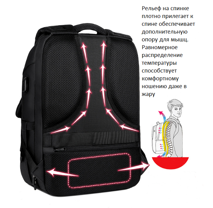 Рюкзак для ноутбука мужской MyPads M-8005 черный