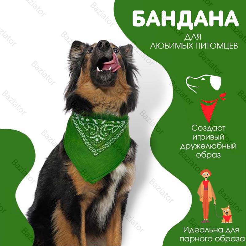 Бандана для собак Baziator унисекс, демисезон, зеленый,