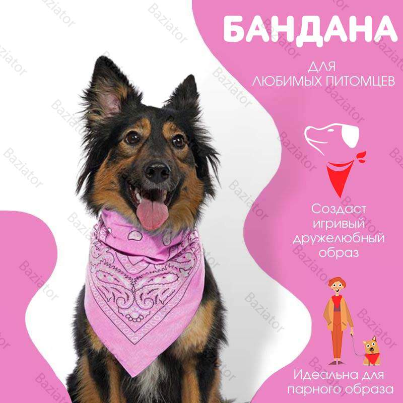 Бандана для собак Baziator унисекс, демисезон, розовый,