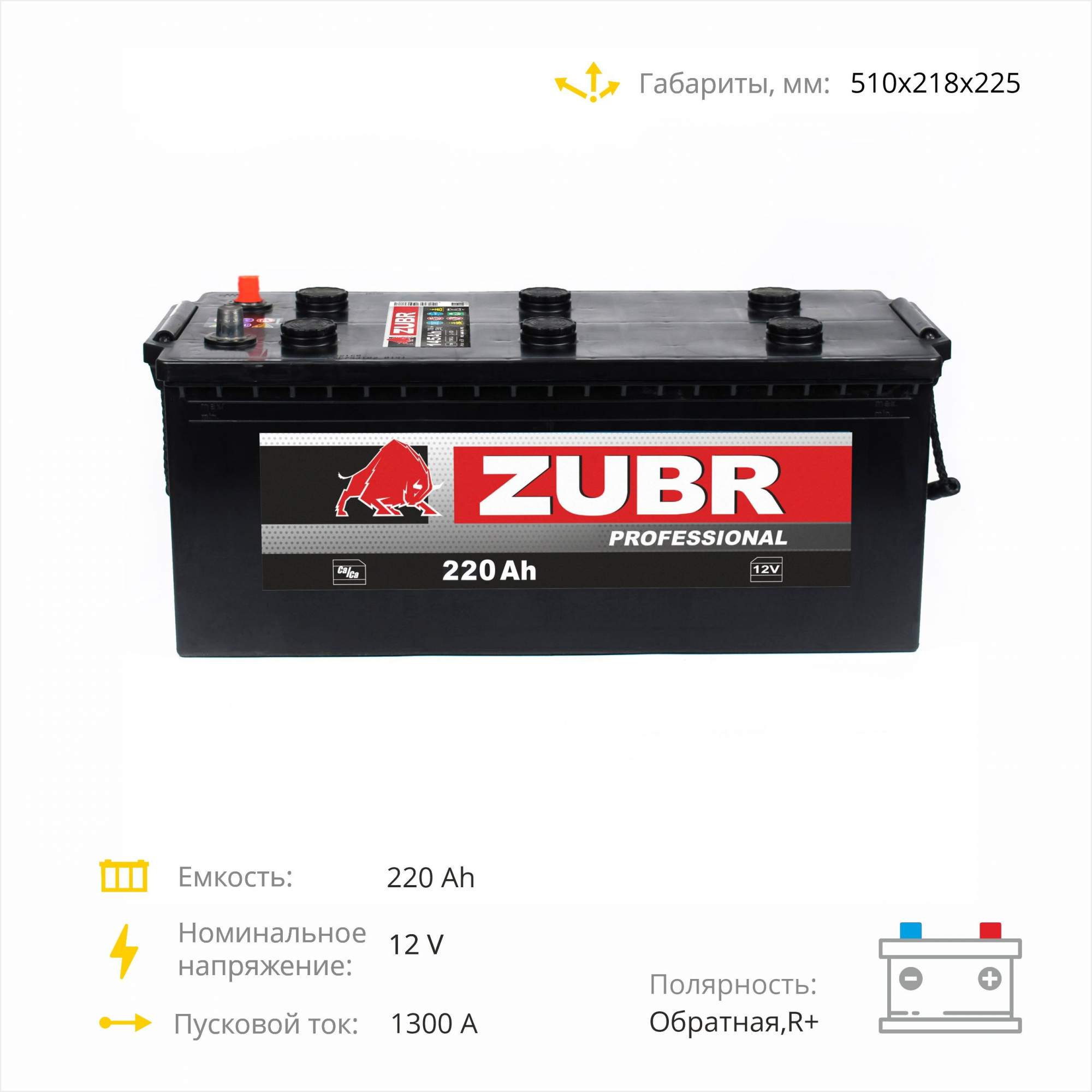 Купить аккумулятор автомобильный ZUBR Professional 220 Ач 1300 А обратная  полярность ZPT2204, цены на Мегамаркет | Артикул: 600012915264