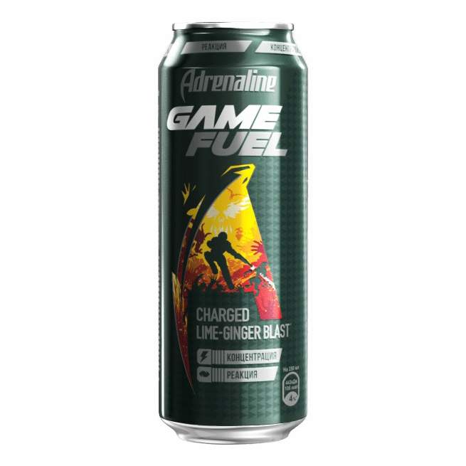 Напиток энергетический Adrenaline Rush Game Fuel имбирь-лайм газированный 0,449 л