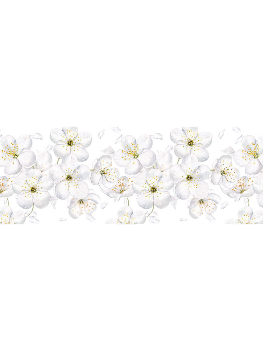 Кухонный фартук Dellitas "Белые цветы" 3000*600 мм, АБС пластик, термоперевод