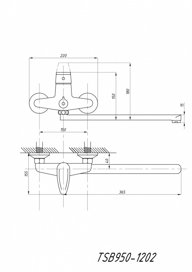 Смеситель для ванны TSARSBERG TSB-950-1202