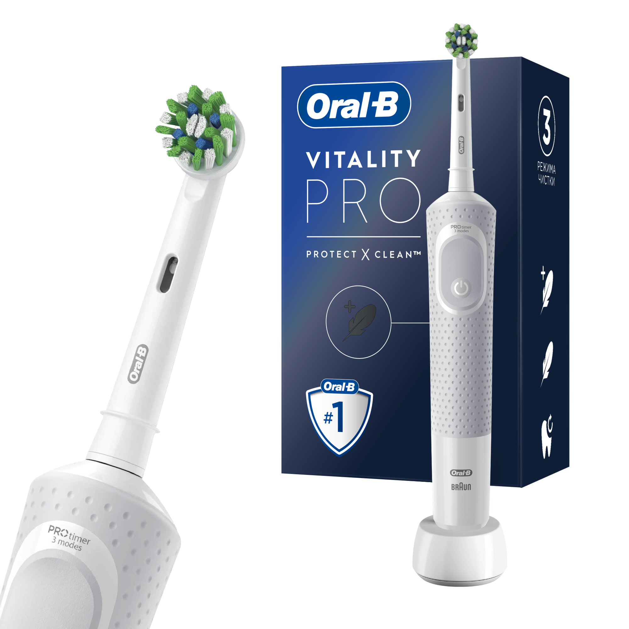 Электрическая зубная щетка Oral-B Vitality Pro Protect X Clean white -  отзывы покупателей на маркетплейсе Мегамаркет | Артикул: 600010008116