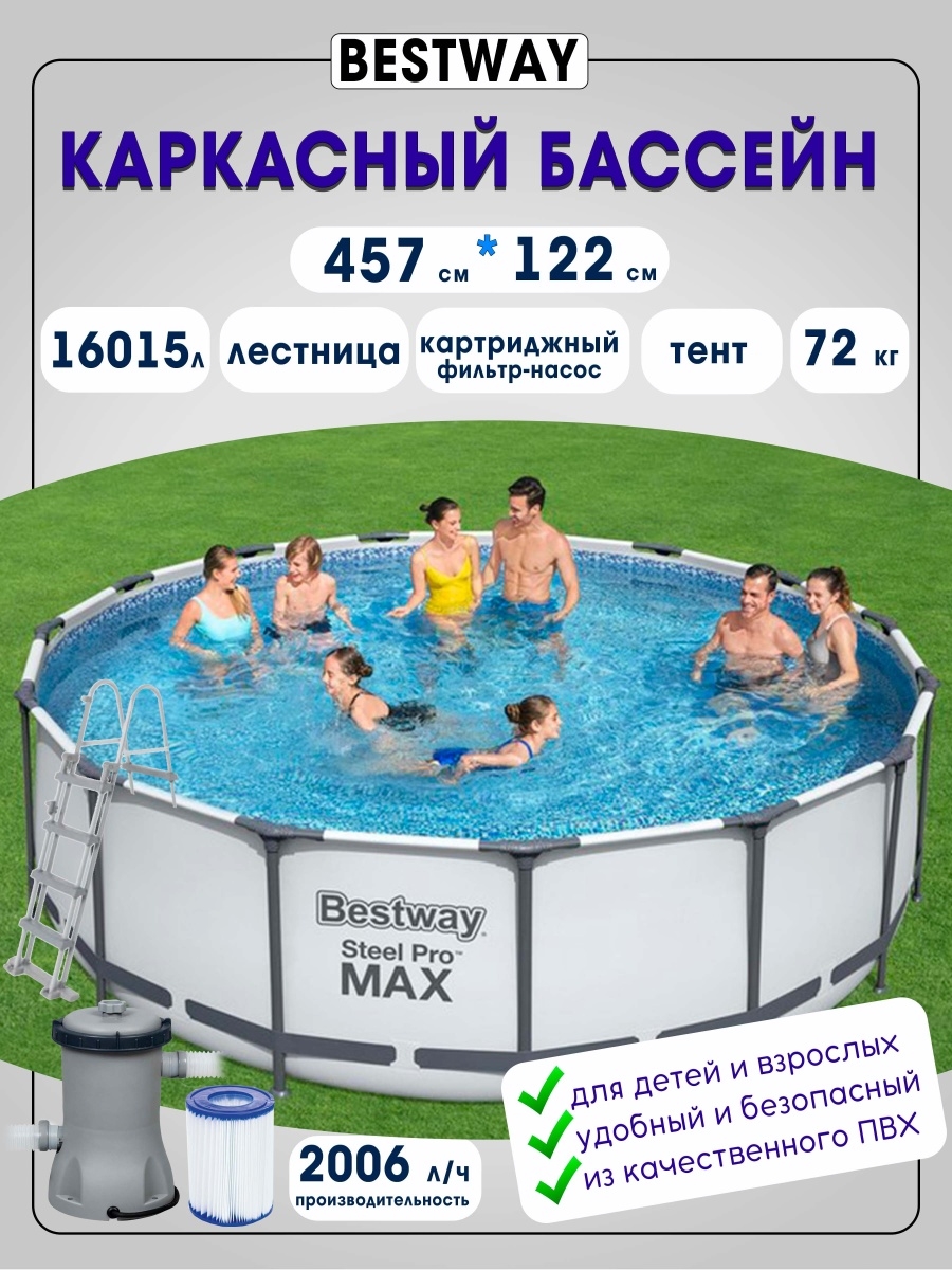 Bestway steel pro отзывы. Бассейн Bestway 56438. Бассейн каркасный Bestway Steel Pro Max 16015л 457х122см. Бассейн каркасный Bestway 16015. Каркасный бассейн Bestway Steel Pro Max 457 x 122 см.